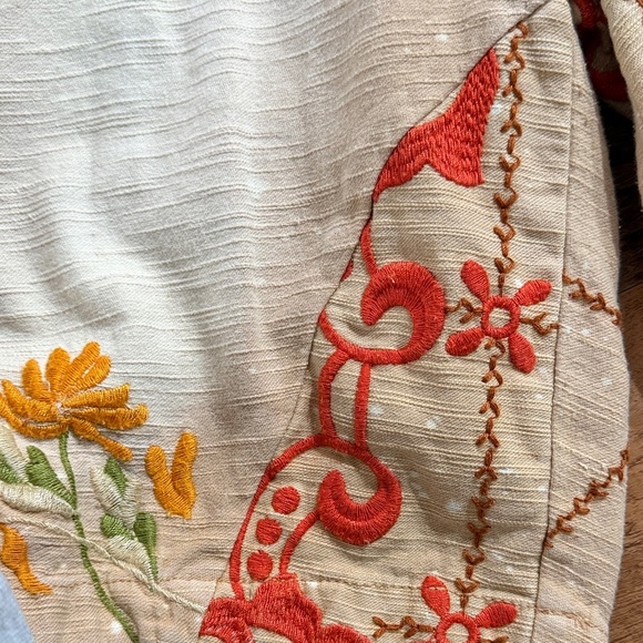 Free People Augusta Floral Embroidered Tan Braid Tie Boho Shorts - Picture 15 of 16